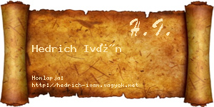 Hedrich Iván névjegykártya